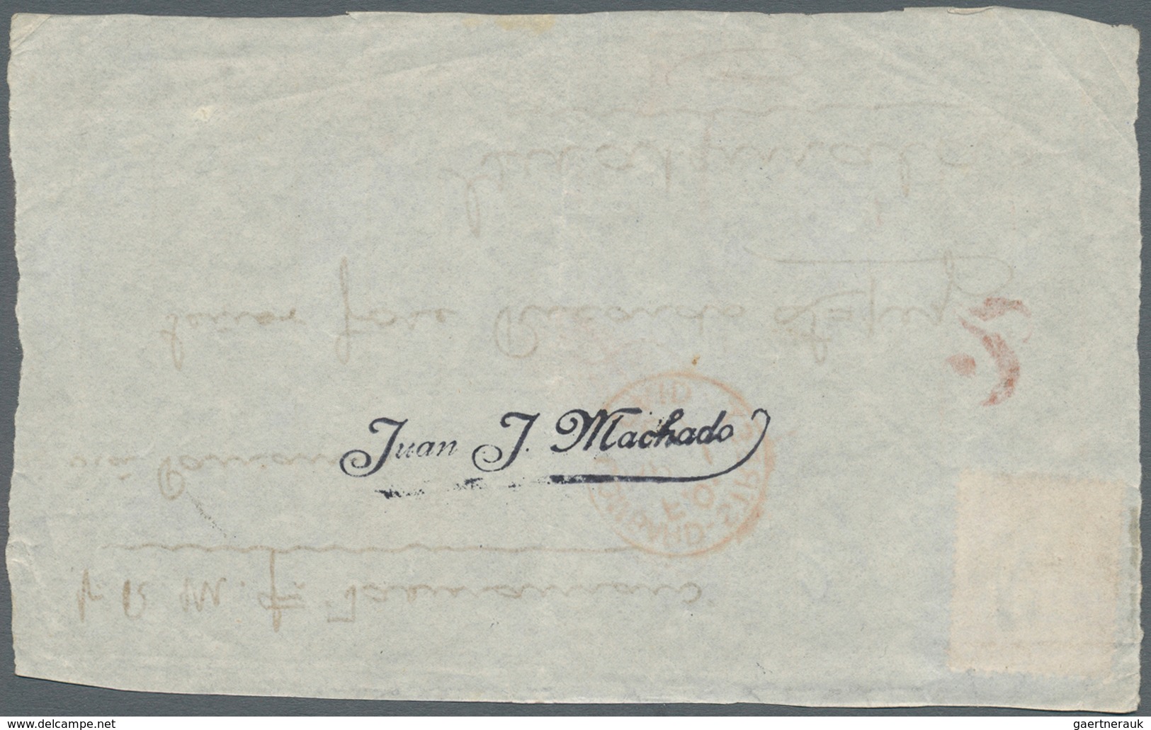 12034 Guatemala: 1867 Incoming Mail: Letter Frontside Bearing QV 1 D. Red, Plate 102 (unclear) Tied By Bar - Guatemala