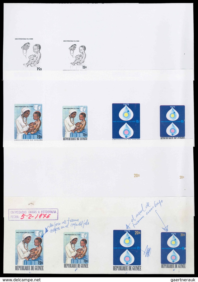 12039 Guinea: 1976, INTERNATIONAL YEAR OF WOMEN - 18 Items; Collective, Progressive Single Die Proofs For - Guinea (1958-...)