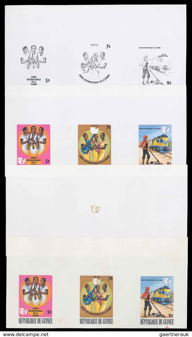 12039 Guinea: 1976, INTERNATIONAL YEAR OF WOMEN - 18 Items; Collective, Progressive Single Die Proofs For - Guinea (1958-...)