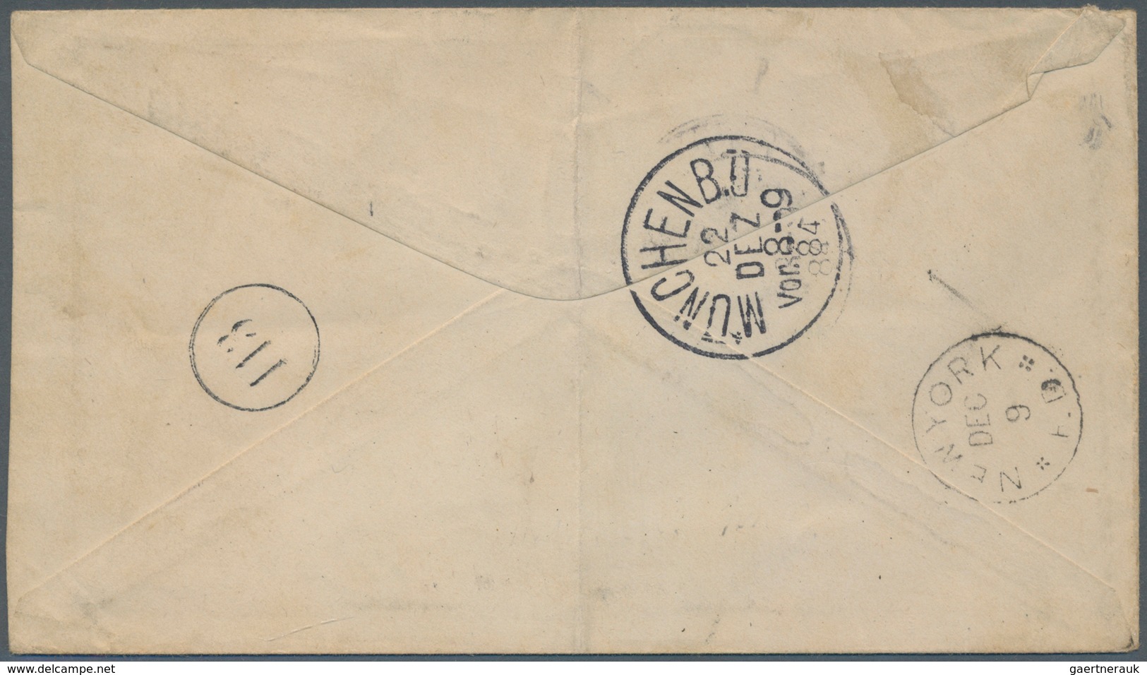 12044 Hawaii: 1884, 10 Cent Black Stationery Envelope Used From "HONOLULU NOV 23 1884" Via "NEW YORK DEC 9 - Hawaii