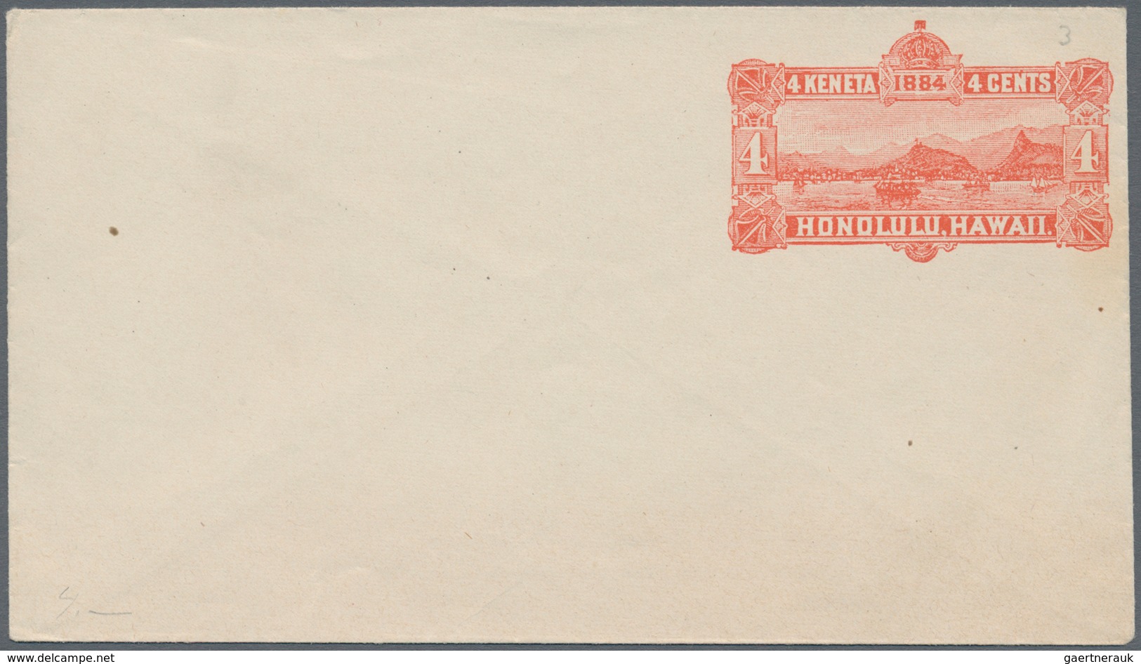 12046 Hawaii - Ganzsachen: 1884, 4c. Postal Stationery Envelope, Inside Blue, Fine Mint - Hawaii