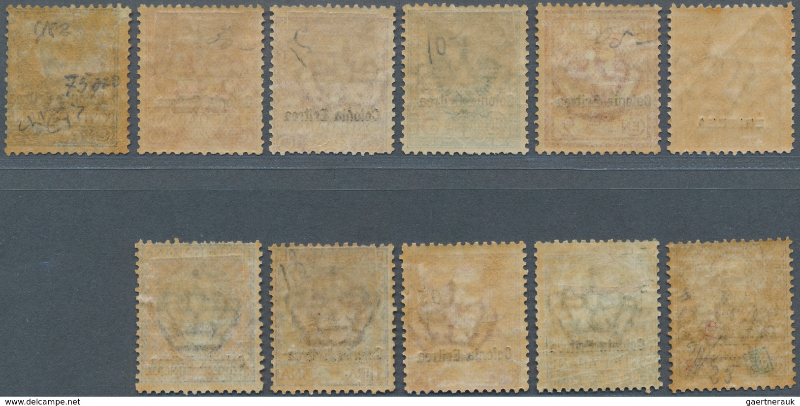 12057 Italienisch-Eritrea: 1893, Definitives 1c. To 5l., Complete Set Of Eleven Values, Mint O.g., Partly - Eritrea