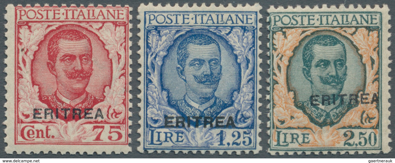 12061 Italienisch-Eritrea: 1926, Vittorio Emanuele, 75c., 1.25l. And 2.50l., Complete Set Unmounted Mint. - Eritrea