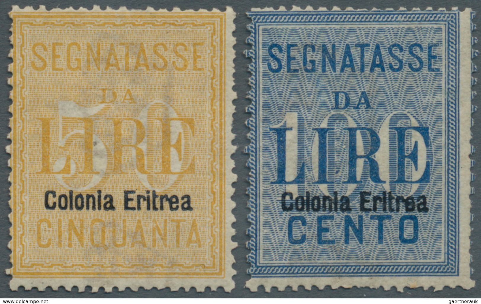 12063 Italienisch-Eritrea - Verrechnungsmarken: 1903, 50l. Yellow And 100l. Blue, Two Values, Fresh Colour - Erythrée