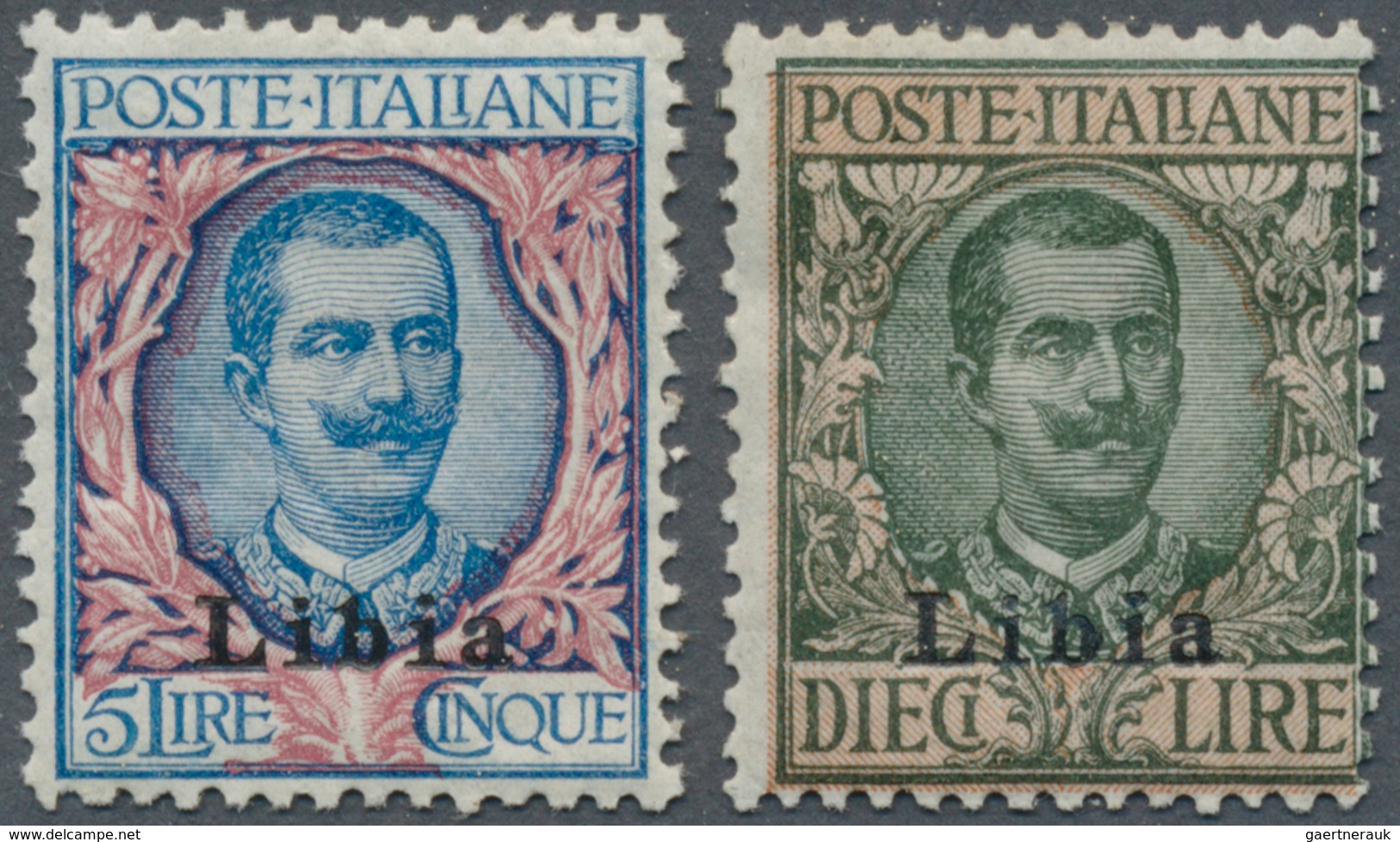 12065A Italienisch-Libyen: 1915, 5 L Blue/rose And 10 L Olive/rose Emanuel III., VF Mint Lightly Hinged Con - Libye