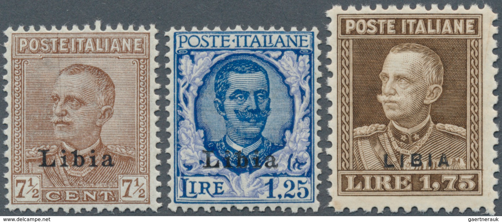 12071 Italienisch-Libyen: 1928, Victor Emanuel III 7½ C, 1,25 L And 1,75 L Perf. 11, Three Values Superb P - Libye