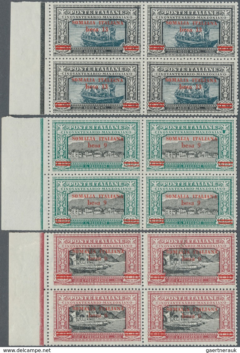 12072 Italienisch-Somaliland: 1924, 6 B To 30 B Alessandro Manzoni Five Values With Red Imprints "SOMALIA - Somalie