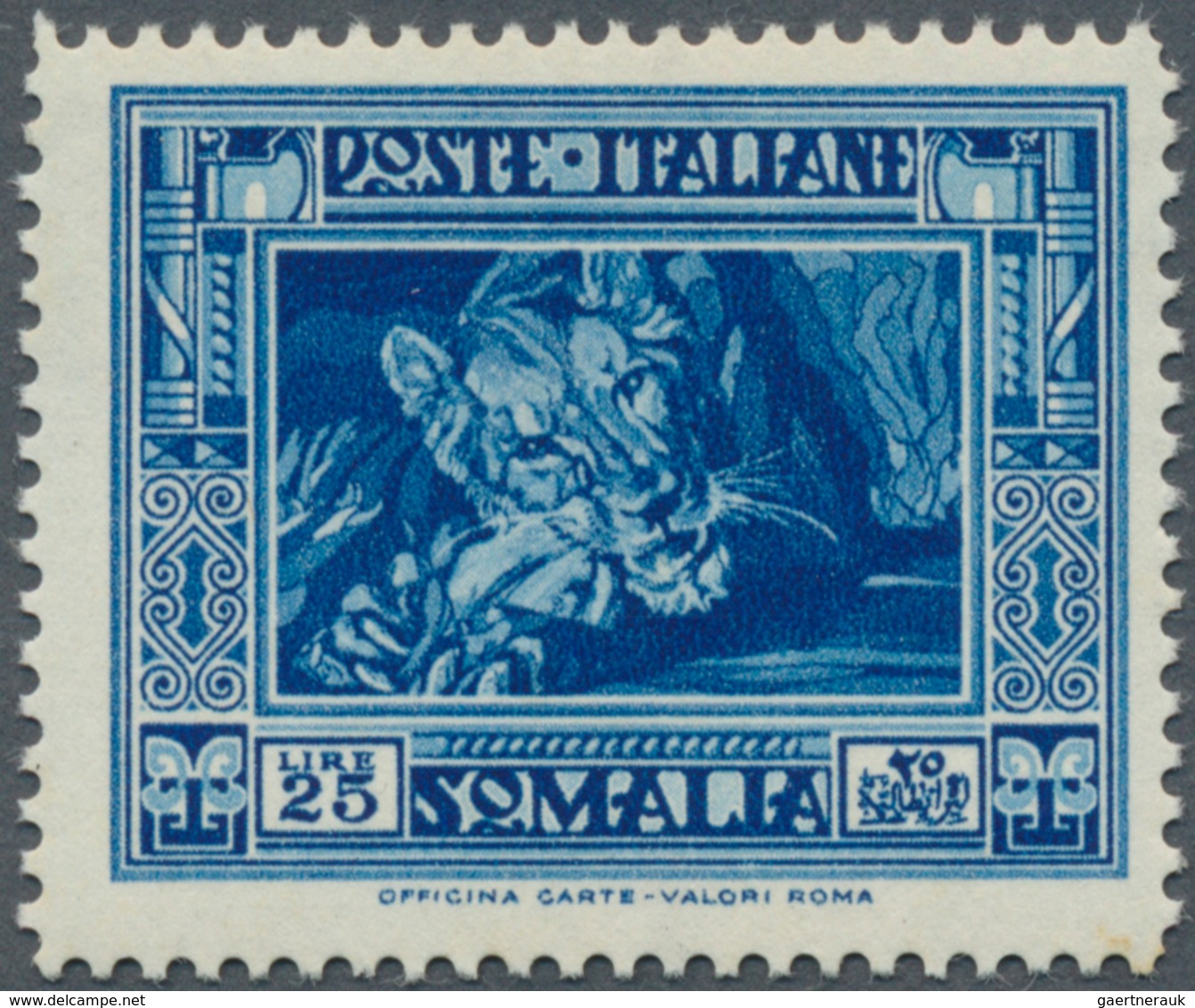 12075 Italienisch-Somaliland: 1938. Lioness 25 L Blue, Perforated 14, Mint, NH. (Sassone 230, Michel 188 C - Somalia
