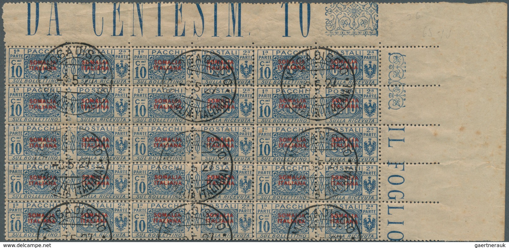 12078 Italienisch-Somaliland - Paketmarken: 1926, Packet Stamps With Red Overprint "SOMALIA ITALIANA" In U - Somalia