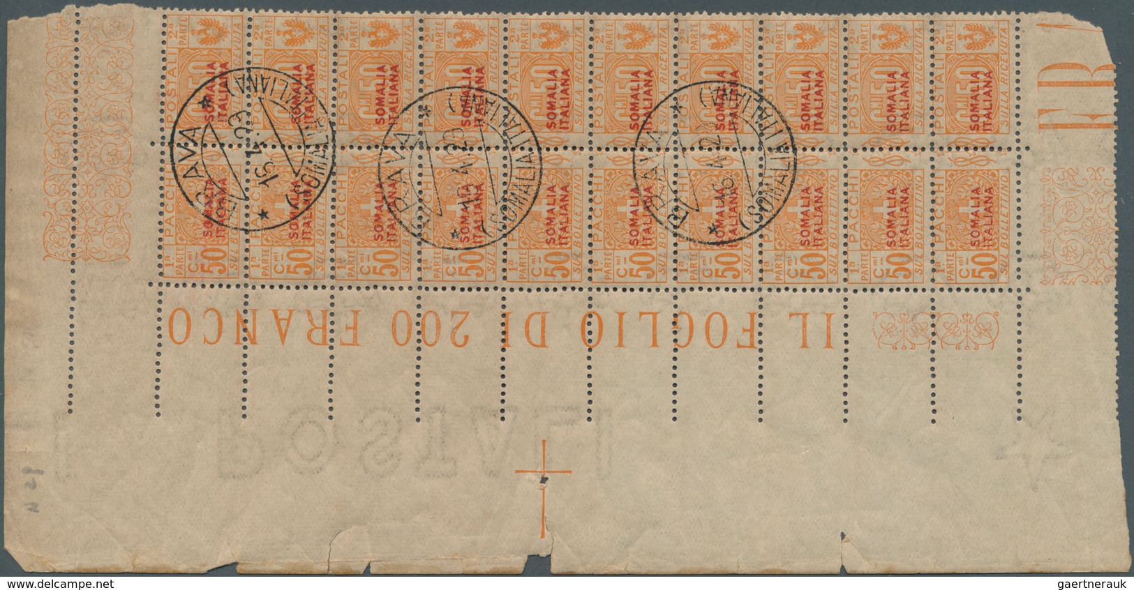 12078 Italienisch-Somaliland - Paketmarken: 1926, Packet Stamps With Red Overprint "SOMALIA ITALIANA" In U - Somalia