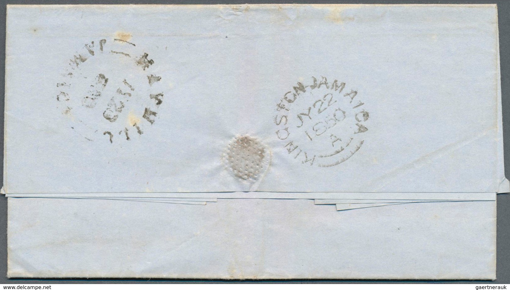 12081A Jamaica - Vorphilatelie: 1843/1860, Group Of 3 Covers: FALMOUTH, JA 17 1843, Clear Cds On Reverse On - Jamaïque (...-1961)