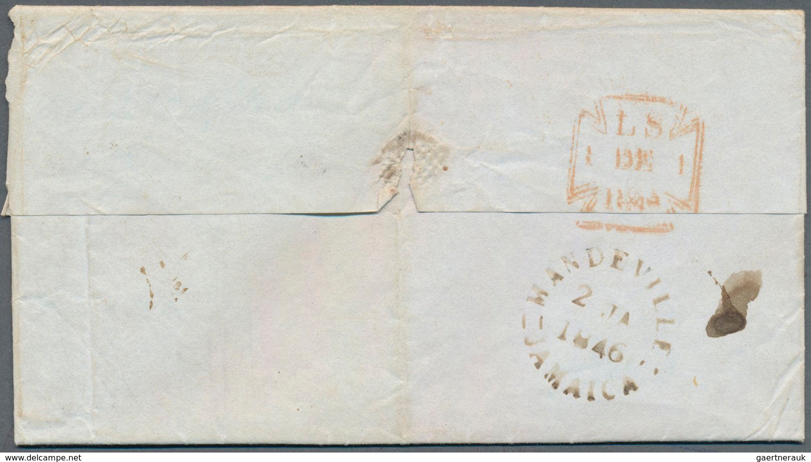 12082 Jamaica - Vorphilatelie: 1845/1847, INCOMING MAIL, Great Britain: Folded Letter Cover From London, 1 - Jamaïque (...-1961)