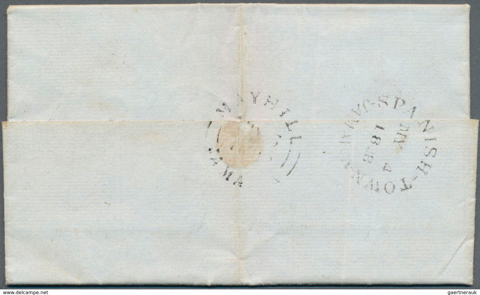 12082A Jamaica - Vorphilatelie: 1848, SPANISH-TOWN / JAMAICA, MY 4 1848, Clear Cds On Reverse Of Complete F - Jamaica (...-1961)