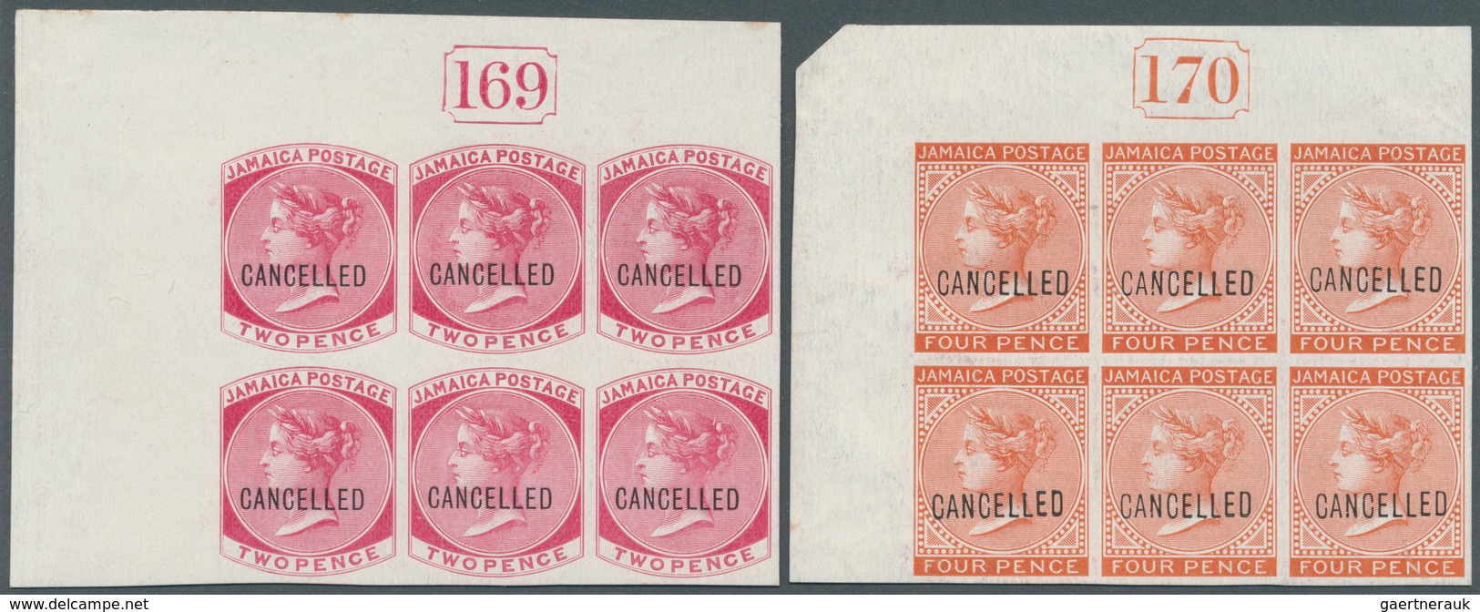 12084 Jamaica: 1872 (ca.), QV Definitives Four Different Stamps Incl. ½d. Claret, 1d. Blue, 2d. Rose And 4 - Jamaique (1962-...)