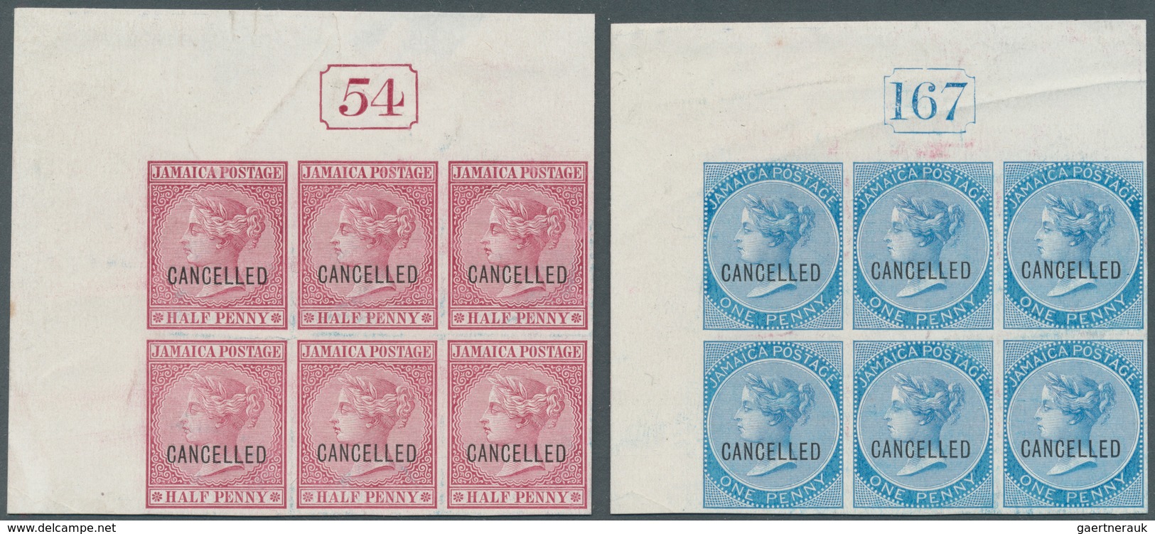 12084 Jamaica: 1872 (ca.), QV Definitives Four Different Stamps Incl. ½d. Claret, 1d. Blue, 2d. Rose And 4 - Jamaica (1962-...)