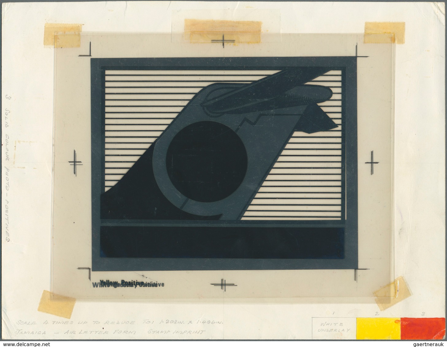 12093 Jamaica: 1970 (ca.), PHOTO PLATES Of The Stamp Impression For An Aerogramme 9c Affixed To Paper With - Jamaique (1962-...)