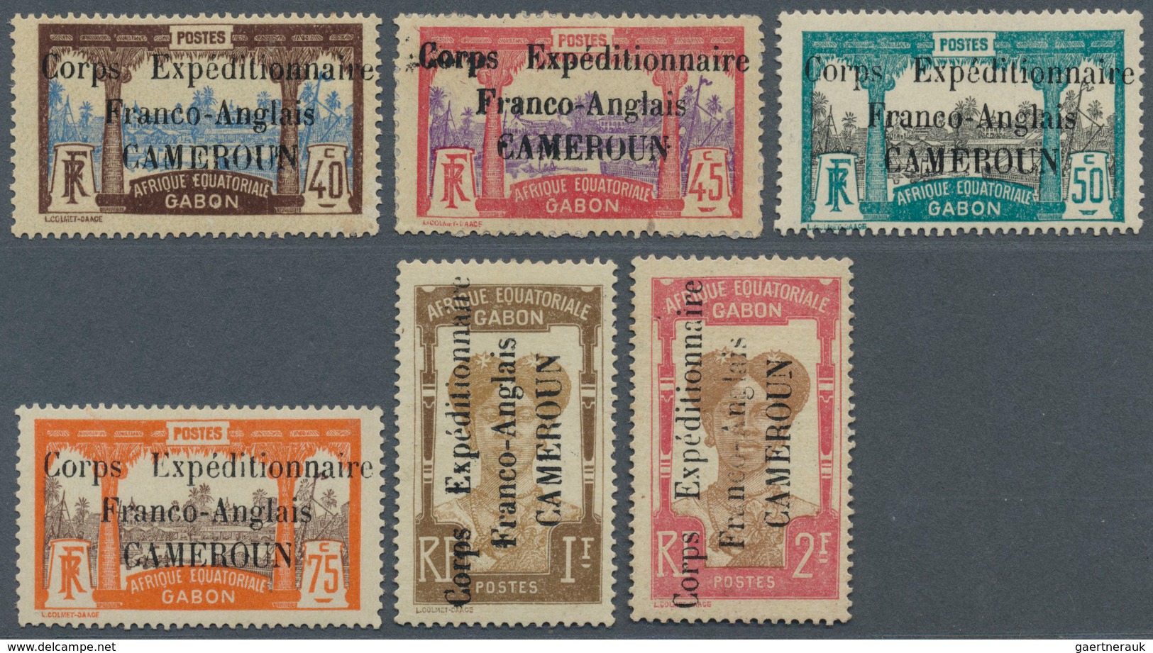 12096 Kamerun: 1915, 1 C. - 2 Fr. Complete Set Of Unused Stamps Of Gabon With Inscription "AFRIQUE EQUATOR - Cameroun (1960-...)