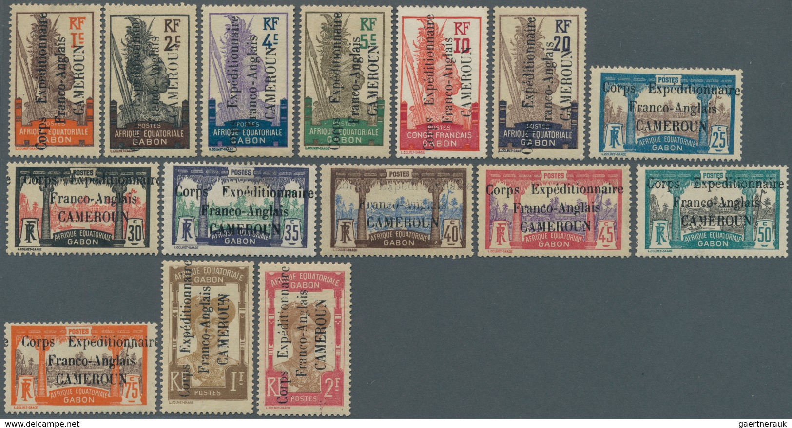 12097 Kamerun: 1915, "Corps Expeditionnaire" Overprints, 1c. To 2fr., Complete Set Of 15 Values In Normal - Cameroun (1960-...)