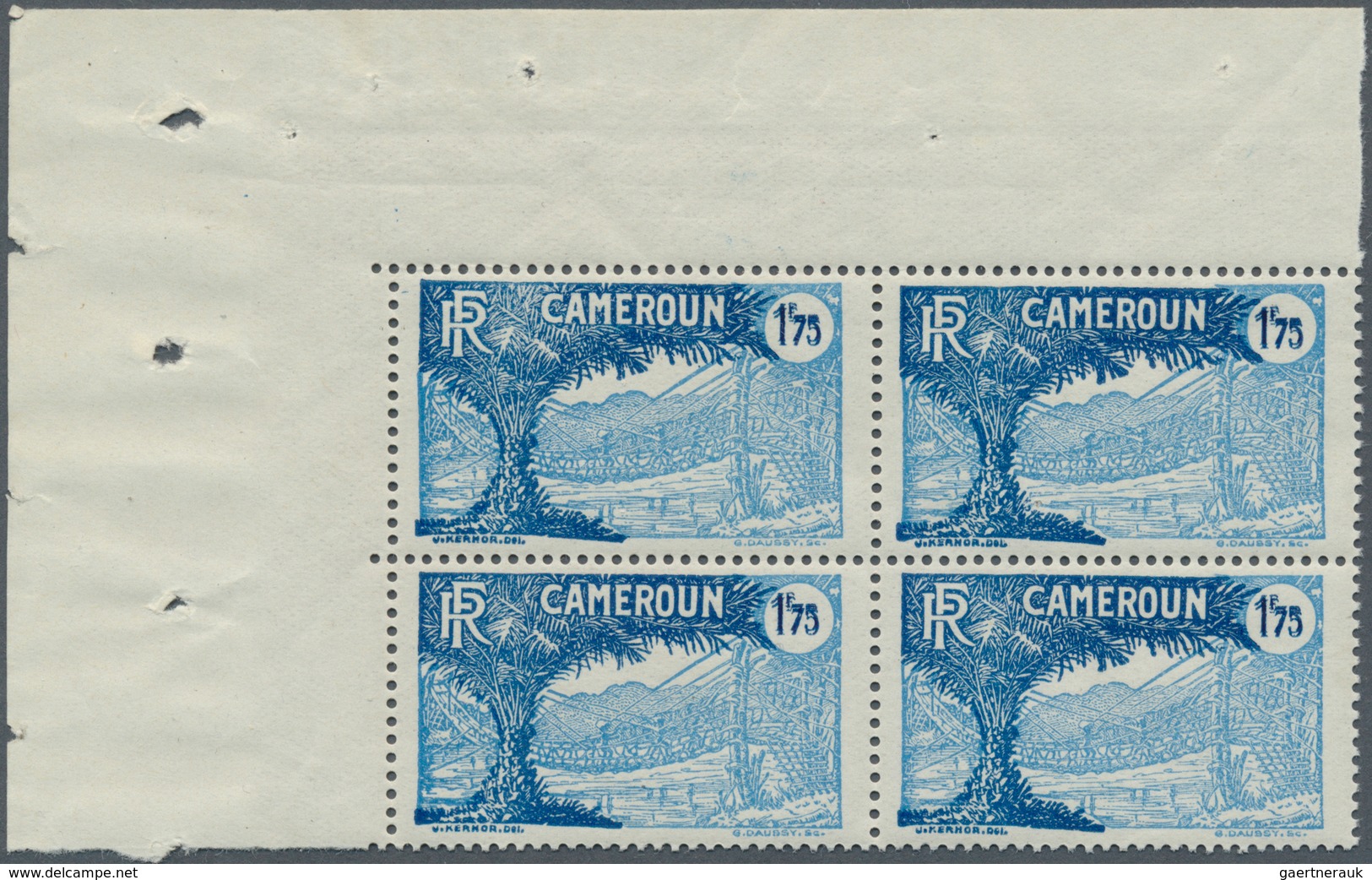 12099 Kamerun: 1927, 1.75 Fr., Value Figures Double Printing, A Top Left Corner Margin Block-4, Mint Never - Cameroun (1960-...)
