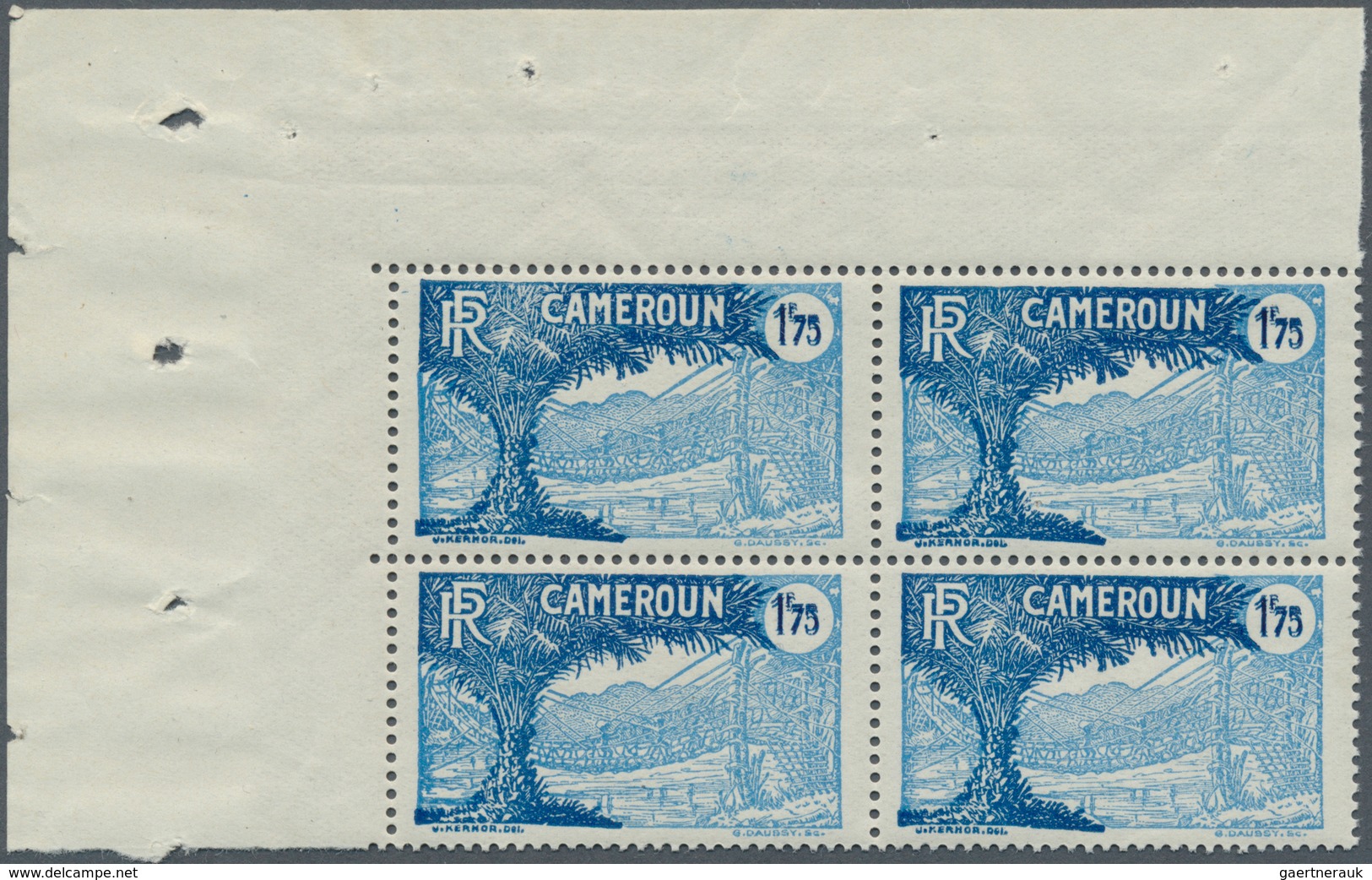 12099 Kamerun: 1927, 1.75 Fr., Value Figures Double Printing, A Top Left Corner Margin Block-4, Mint Never - Kamerun (1960-...)