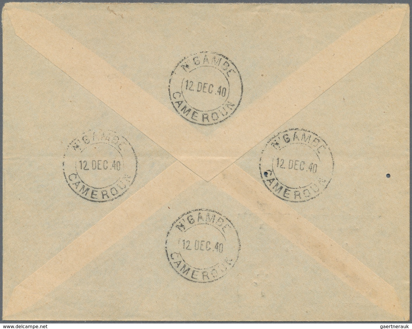 12103 Kamerun: 1940, War Fund + 5 Fr. On 25 C. - 70 C. Complete Tied By Cds. "EDA CAMEROUN 8.DEC.40" To Co - Cameroun (1960-...)