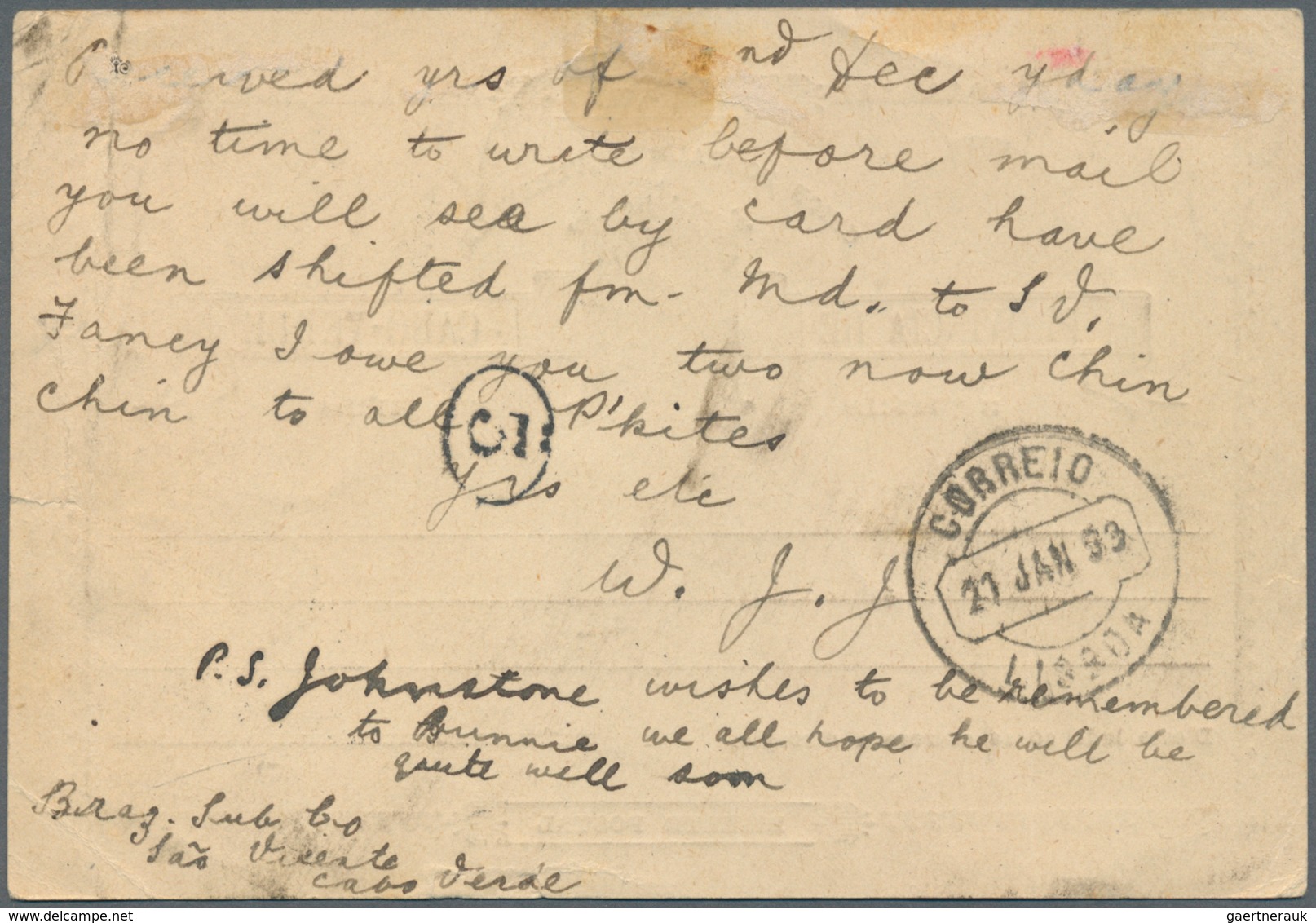 12109 Kap Verde: 1893, Stationery Card, From Cabo Verde Via Lissabonne To Malta, There Redirected To Seame - Cap Vert