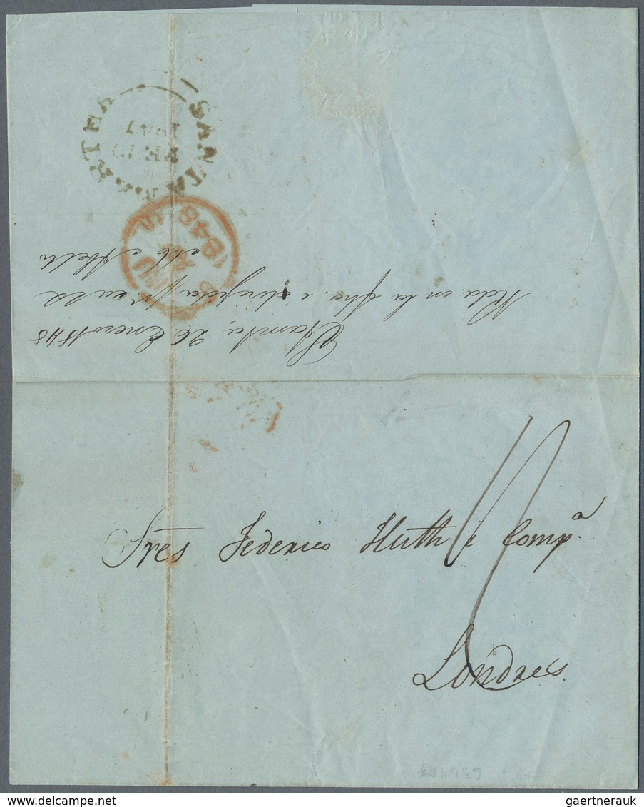 12114 Kolumbien: 1847/48, Letter From OCANA With Forwarding Agent Cancelled By British Post Office SANTA M - Colombie