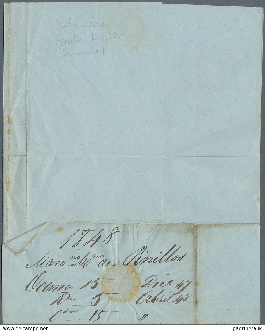 12114 Kolumbien: 1847/48, Letter From OCANA With Forwarding Agent Cancelled By British Post Office SANTA M - Colombie