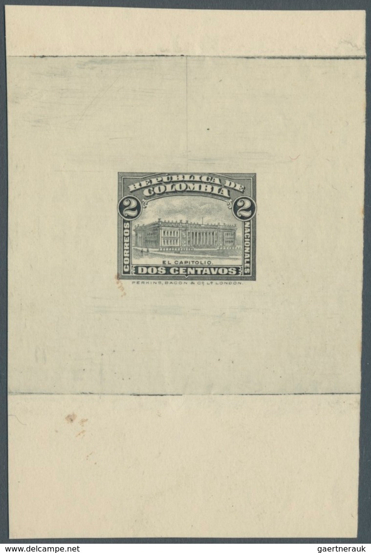 12135 Kolumbien - Ganzsachen: 1920, 2 C Black "El Capitolio", Die Proof (Perkins, Bacon Co.) For 2 C Red P - Kolumbien