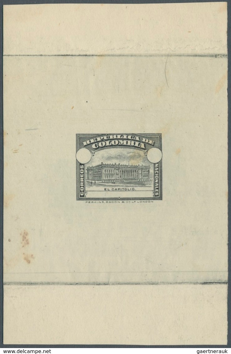 12136 Kolumbien - Ganzsachen: 1920, "El Capitolio", Die Proof In Black (Perkins, Bacon Co.) For Postal Sta - Kolumbien