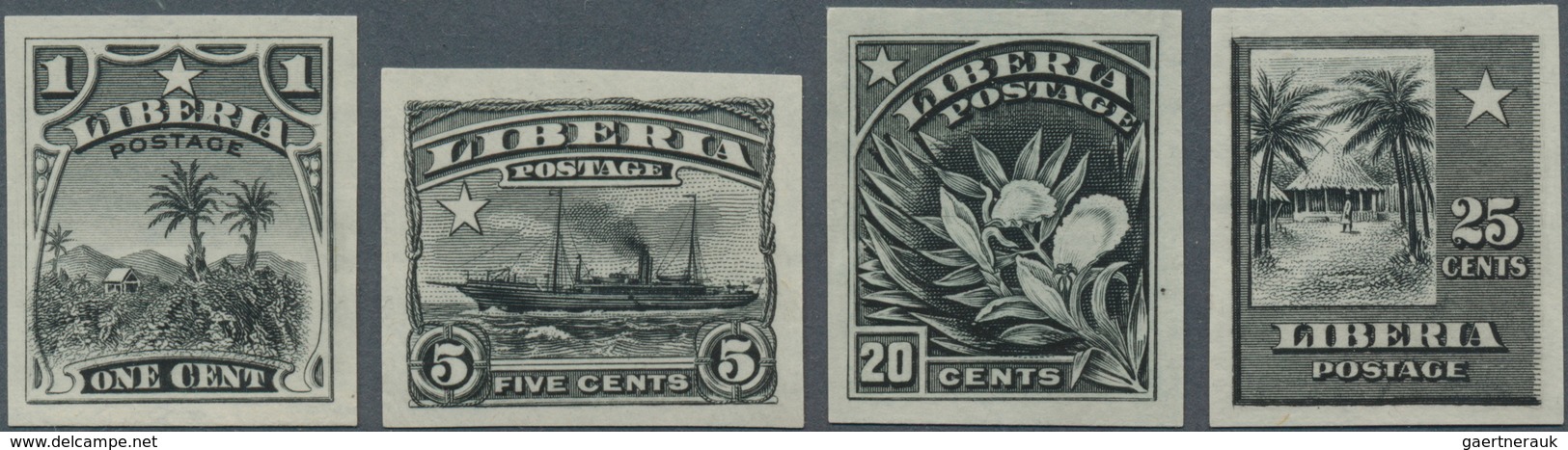 12147 Liberia: 1906, Four Black Proofs 1,5,20 And 25 C Definitives - Liberia