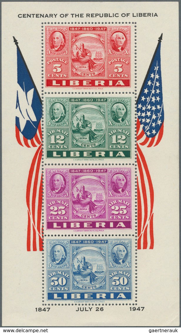 12150 Liberia: 1947 CIPEX Souvenir Sheets Imperforated And Perforated, Mint Never Hinged, Fresh And Fine. - Liberia