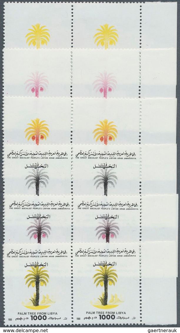 12163 Libyen: 1988, Palm Tree From Libya 1.000dh. 'palm Tree' In Ten Different Horizontal PROGRESSIVE PROO - Libye