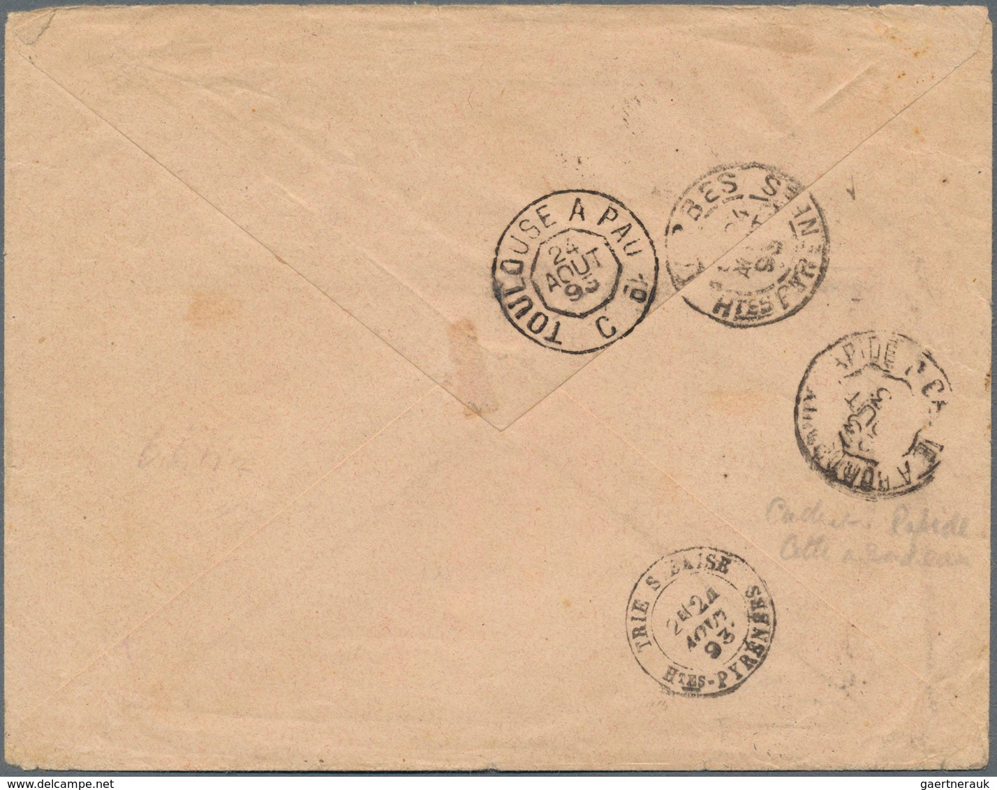 12171 Madagaskar: 1893, Letter With Two Copies Of 25 Cent Type Sage Sent From French Post Office TANANARIV - Autres & Non Classés