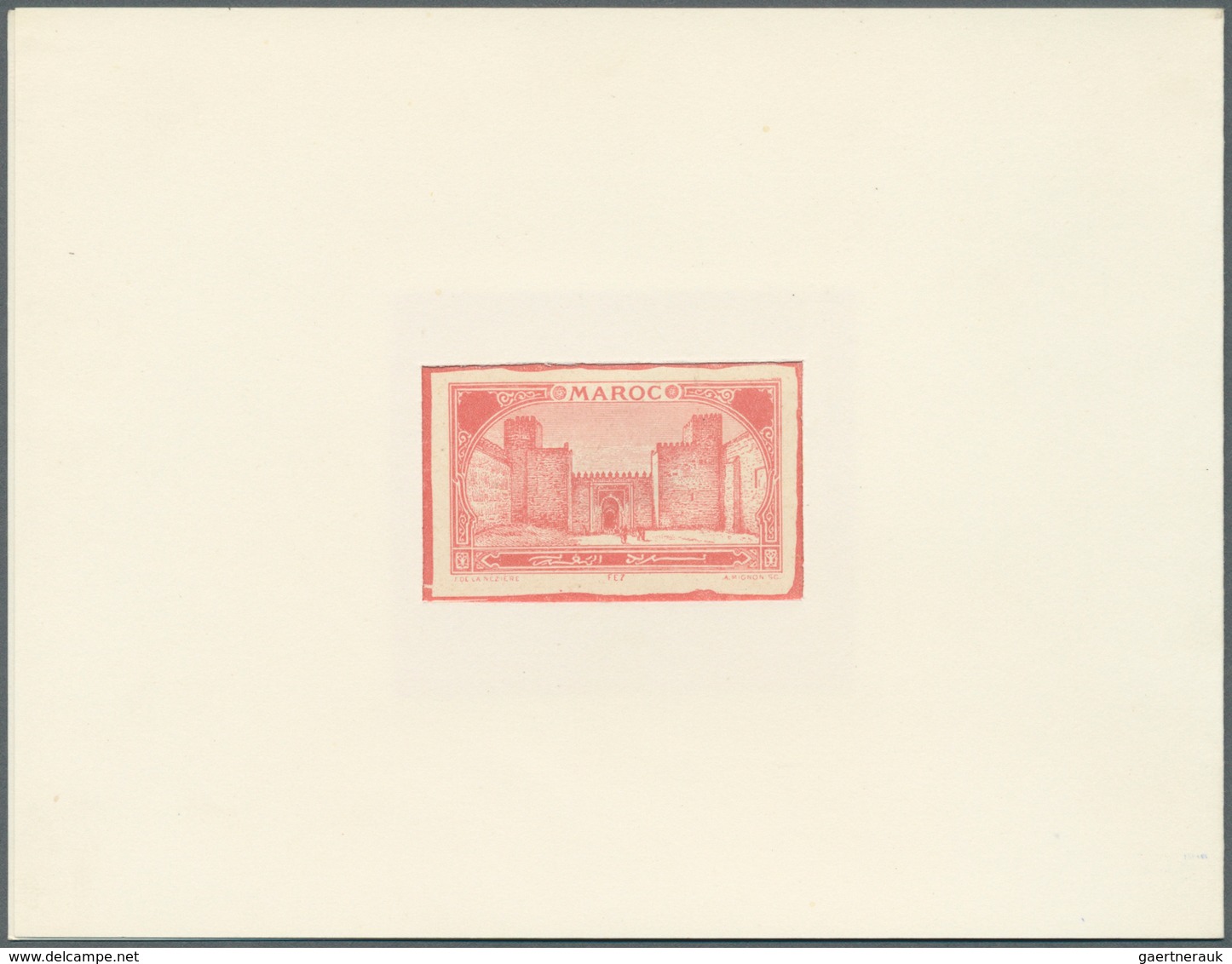 12183 Marokko: 1917, Definitives "Views Of Morocco", Design "Grand Mechouar", Epreuve In Rose Without Valu - Marokko (1956-...)