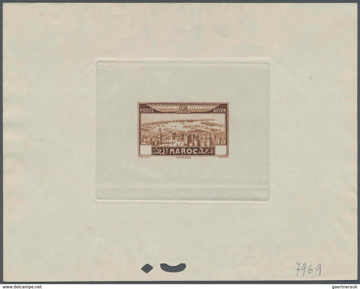 12187 Marokko: 1933, Airmails "View Of Casablanca", Five Epreuve In Issued Design But Without Value, Colou - Maroc (1956-...)