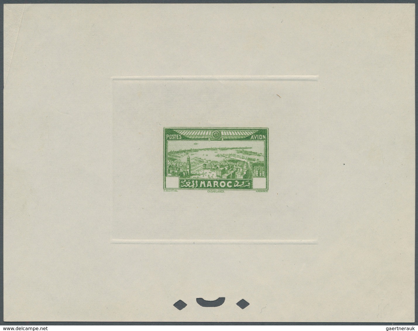 12187 Marokko: 1933, Airmails "View of Casablanca", five epreuve in issued design but without value, colou