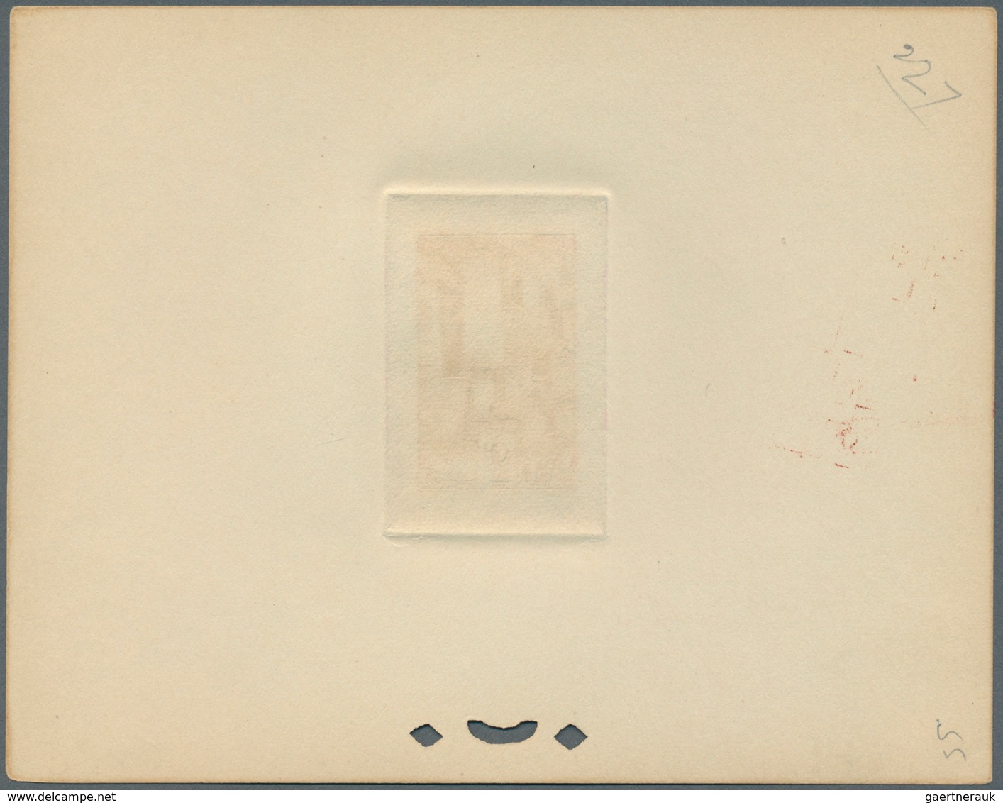 12195 Marokko: 1947, 2fr. Kasbah, group of nine epreuve in differing colours (partly some striated toning)