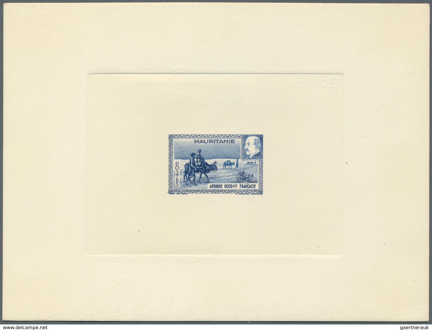 12220 Mauretanien: 1941, Petain/Ox Caravan, Epreuve In Ultramarine And Blank Value Field. Maury Refers To - Mauritanie (1960-...)