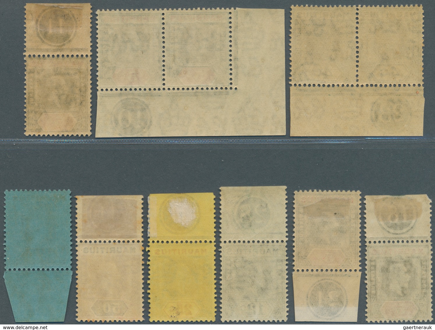 12235 Mauritius: 1922/1932, KGV Definitives With Mult Script CA Wmk. 12 Singles, 4 Pairs, 13 Blocks/4 And - Mauritius (...-1967)