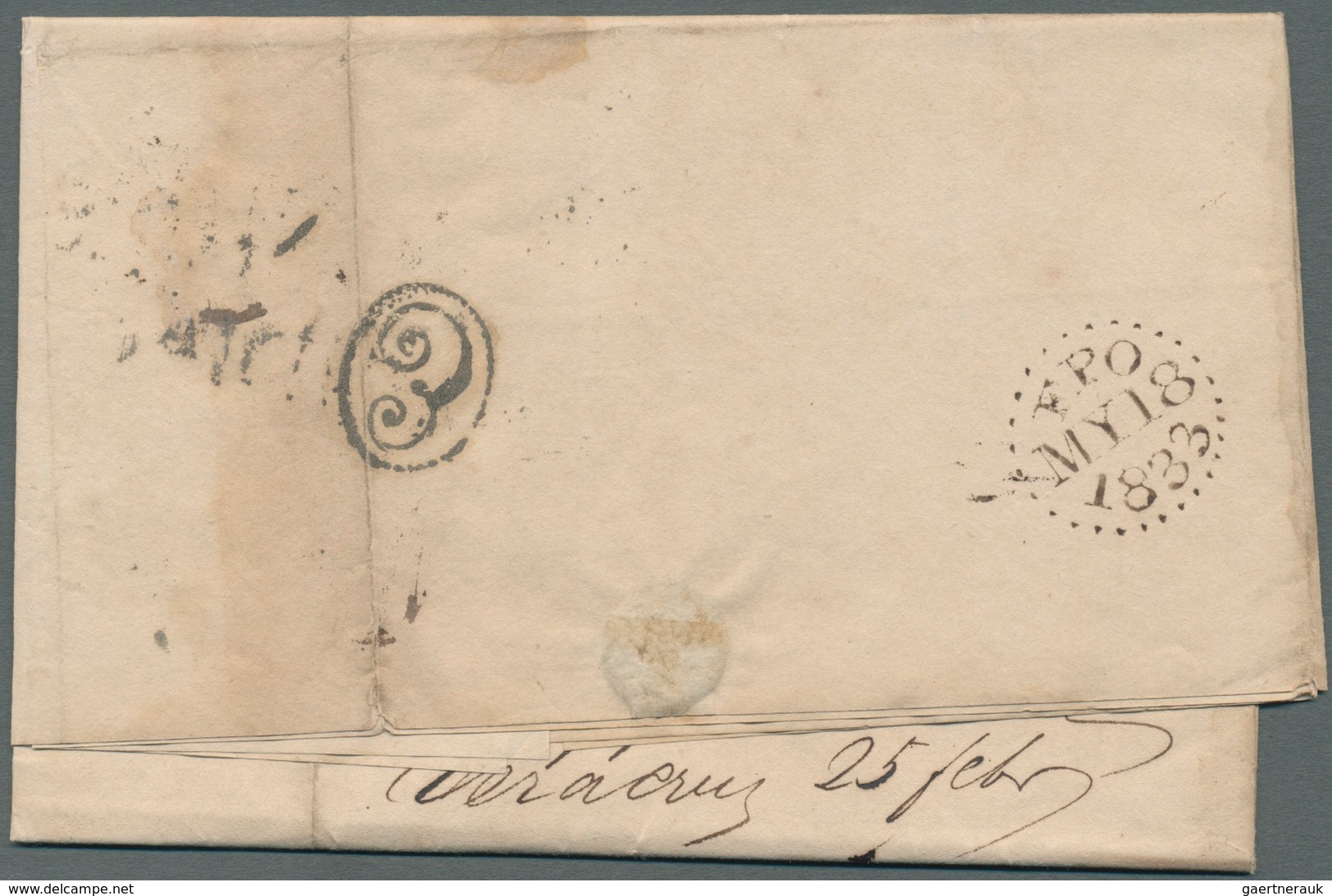 12241 Mexiko: 1833. Stampless Envelope (fold) Written From Vera Cruz Dated '25th Feb 1833' Addressed To Lo - Mexique