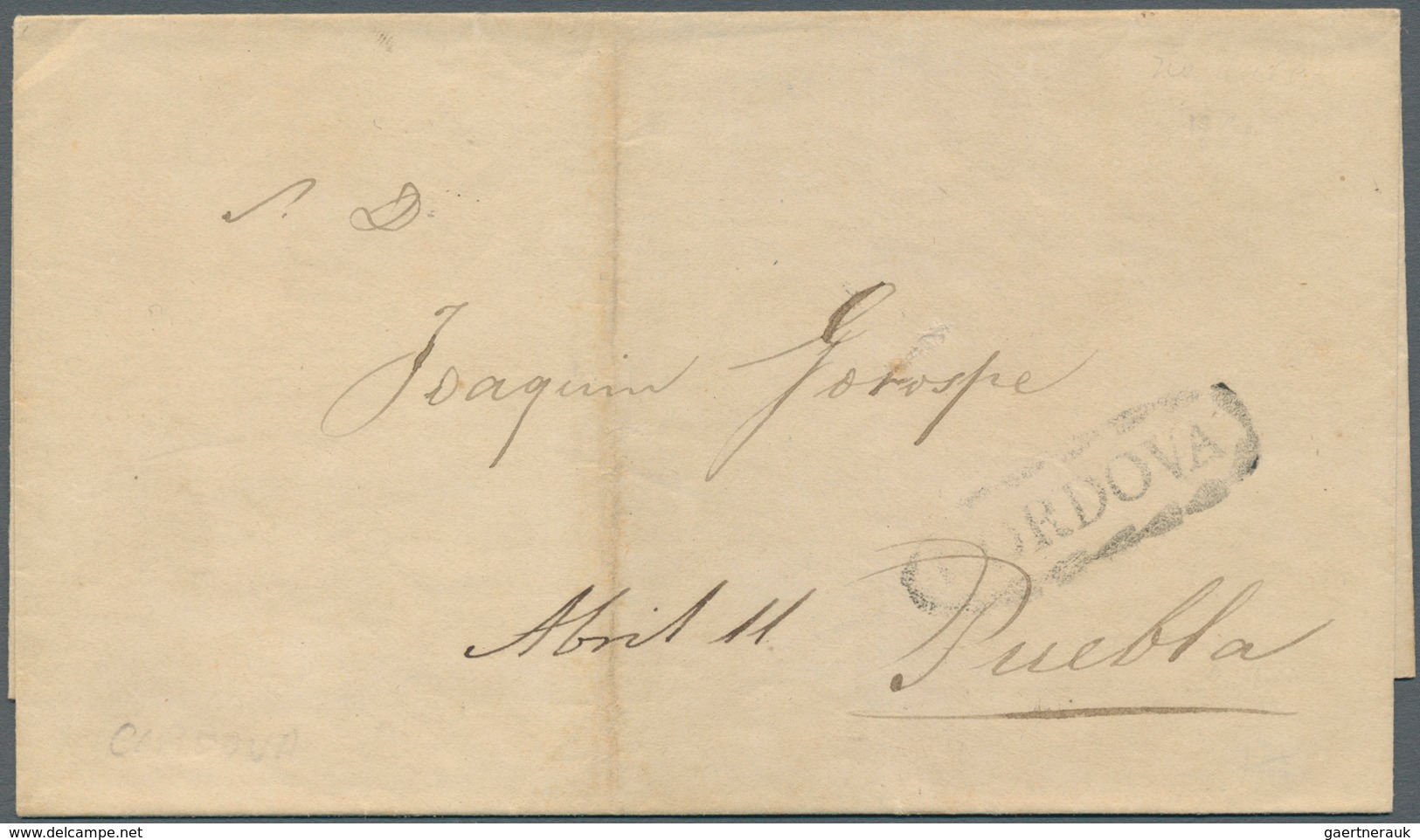 12244 Mexiko: 1844/1851, Lot With 3 Covers: Ornamented Oval CORDOVA On Cover To Puebla, Red Single-line TO - Mexiko