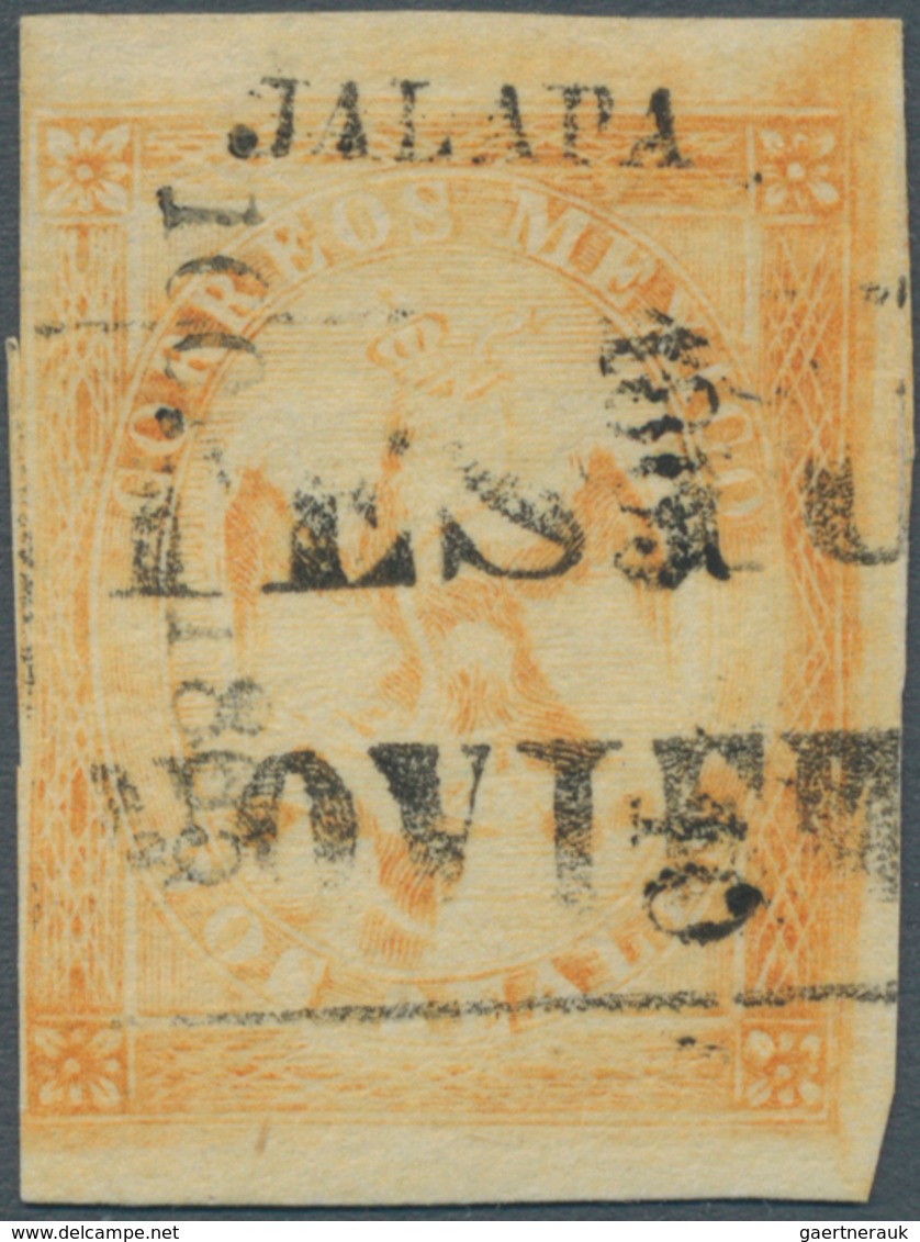 12251 Mexiko: 1865, 2 R Orange "eagle", With Mailing Number 100-1865, District Overprint JALAPA And Sub-nu - Mexiko