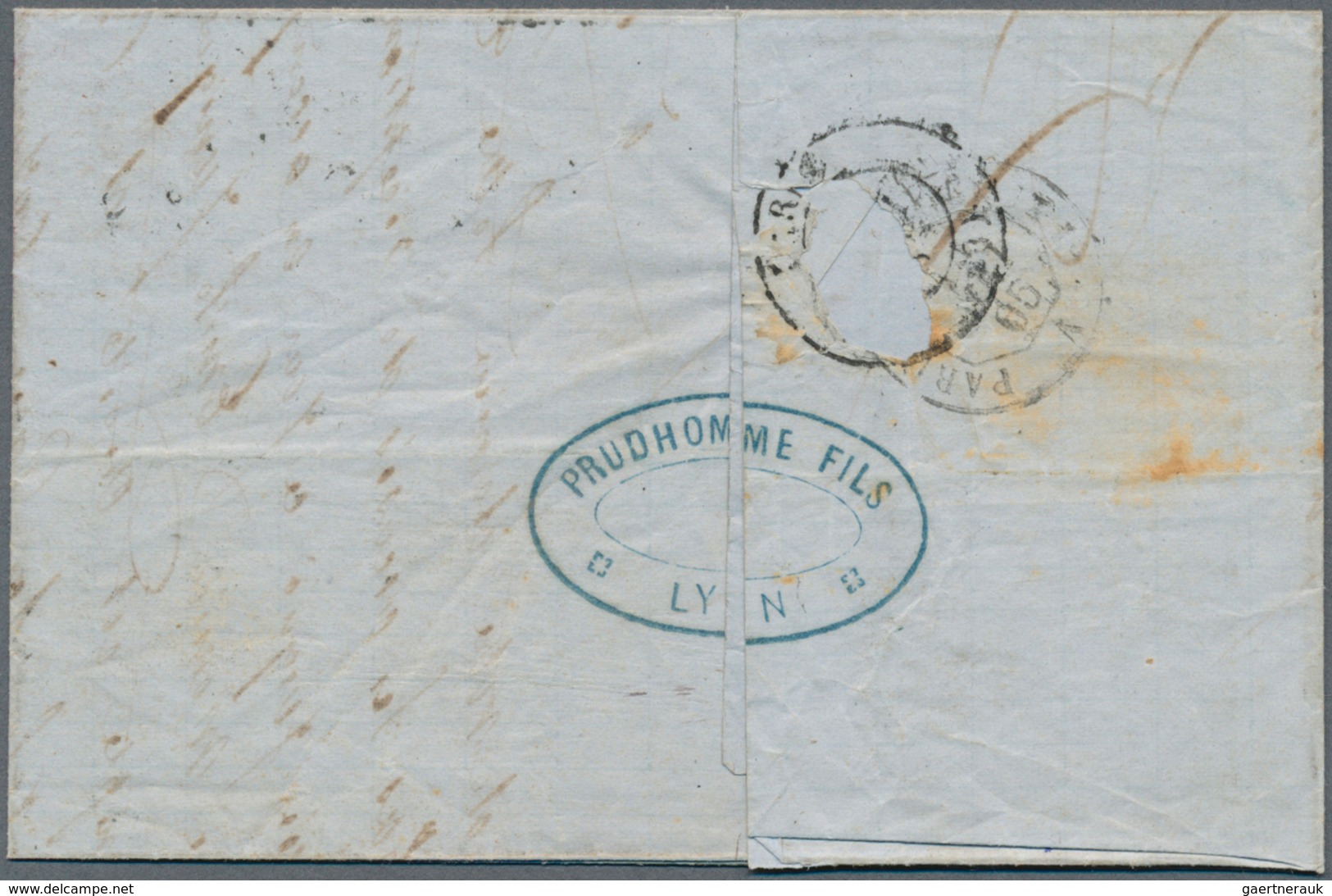 12251A Mexiko: 1865, INCOMING MAIL: France, 80 C Rose Napoleon, Tied By Dot Cancel "LP" And Cds LYON A PARI - Mexiko