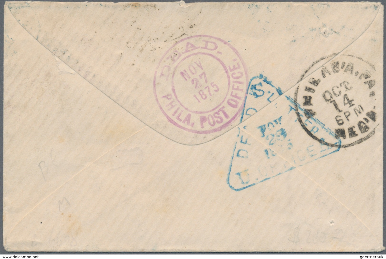 12252 Mexiko: 1874, Hidalgo 25 C Blue On Thin Paper, Overprinted "31 75 PUEBLA" On Envelope Sent Via New Y - Mexiko