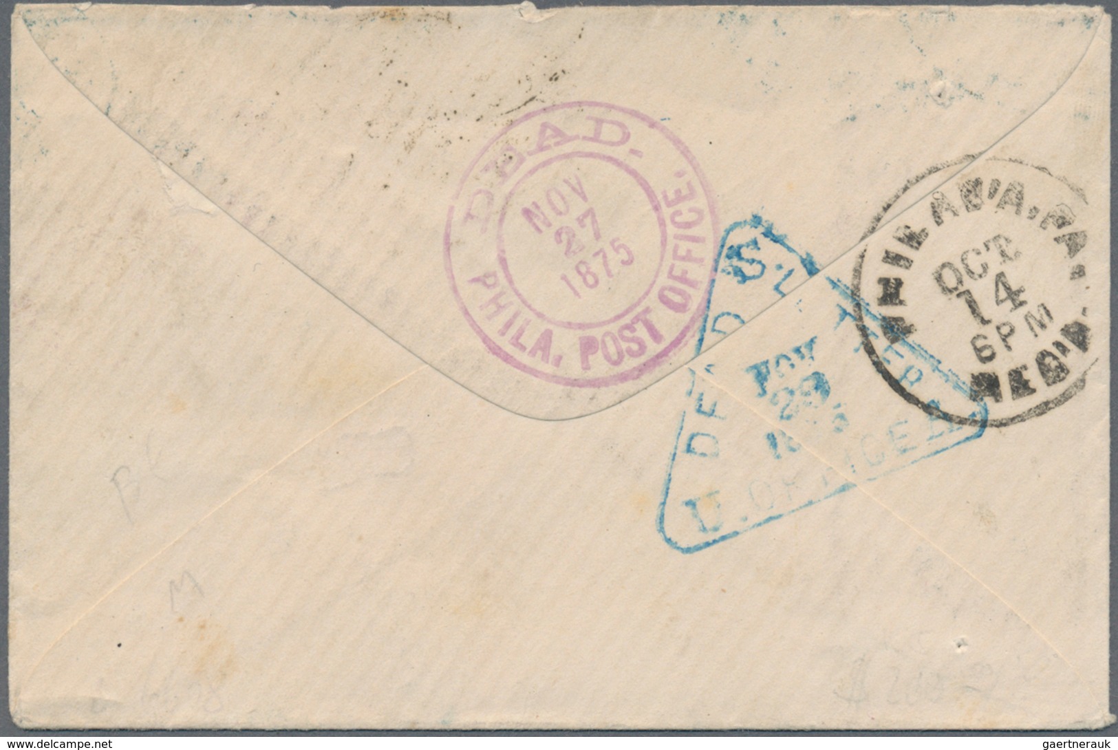 12252 Mexiko: 1874, Hidalgo 25 C Blue On Thin Paper, Overprinted "31 75 PUEBLA" On Envelope Sent Via New Y - Mexique