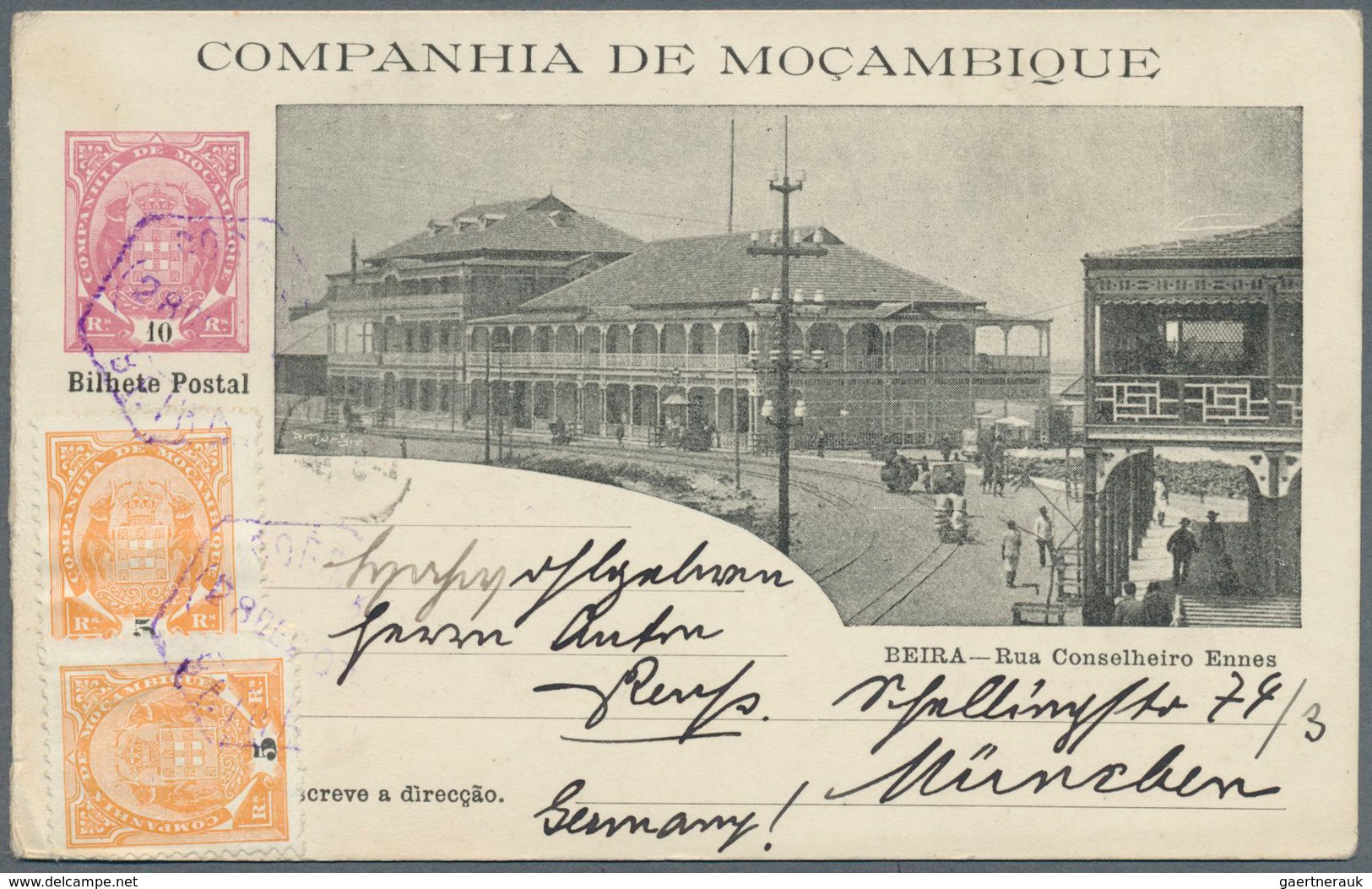 12269 Mocambique - Provinzausgaben: Mocambique-Gesellschaft: 1907, 10 R Lilac Picture Psc (Beira - Rua Con - Mozambique