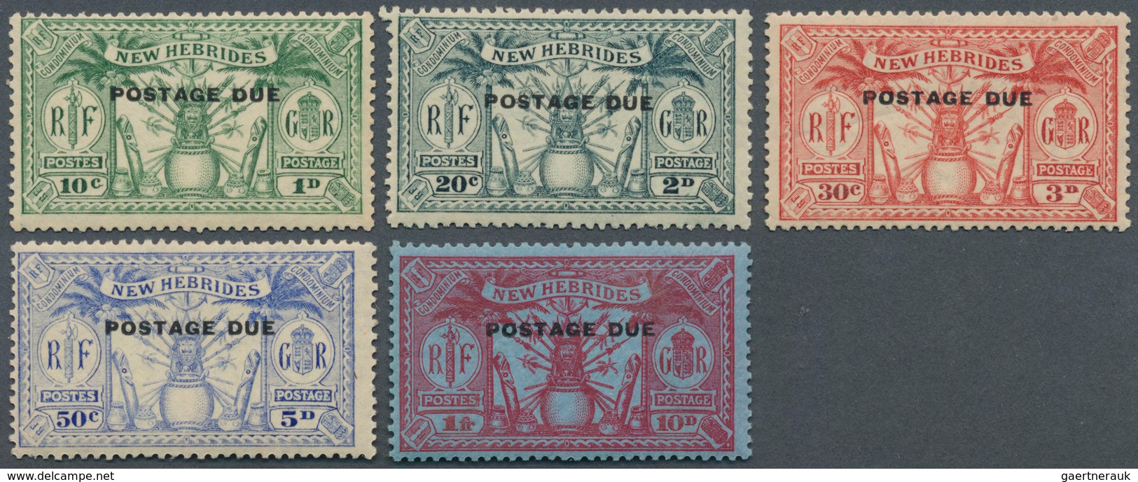 12280 Neue Hebriden - Portomarken: 1925 Edition Of Postage Stamps Printed With "POSTAGE DUE", Some With Br - Timbres-taxe