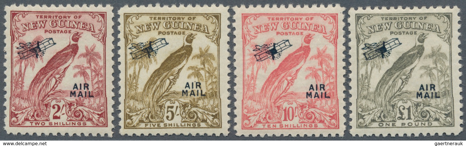 12283 Neuguinea: 1932, Raggi-Bird ½ D To1 £ With Plane-imprints "AIRMAIL" Total 16 Values Mint Lightly Hin - Papua-Neuguinea