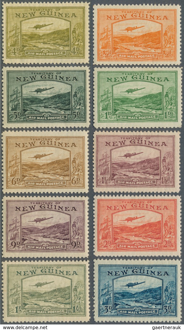 12285 Neuguinea: 1939, Airmail ½ D To 1 £ "Plane Over Landscape" (without 10 Sh.) Total 13 Values In Mint - Papua-Neuguinea